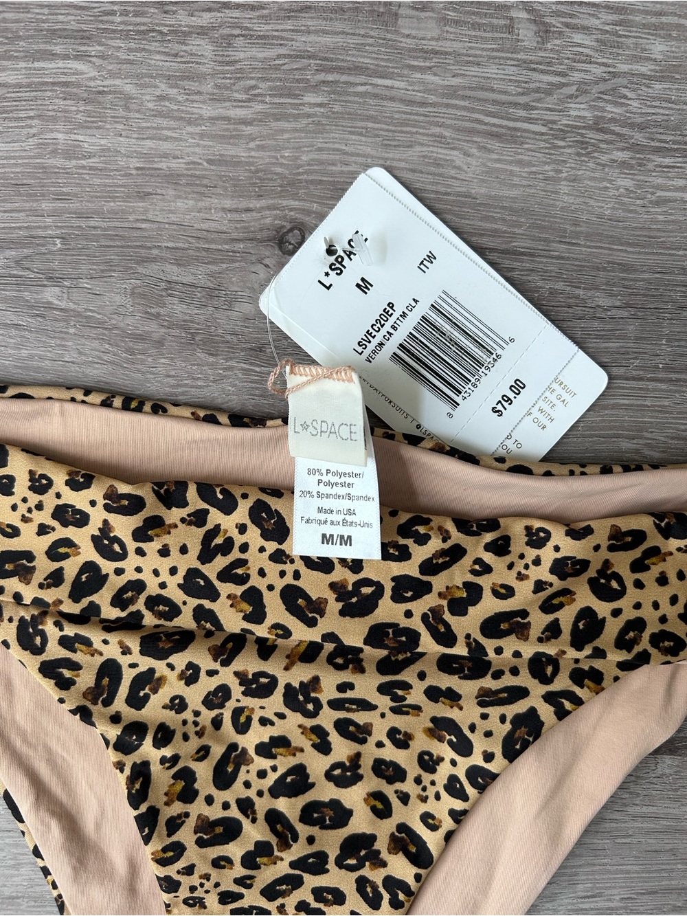 Brand NEW L*Space Leopard Print Tan Bikini Set top size small, bottoms medium - Picture 5 of 9